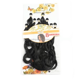 Extension de cheveux en fibre synthétique 24 pouces cheveux noir lot de 8pcs