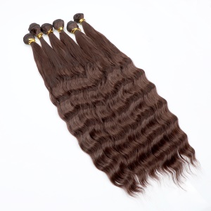Extension de cheveux marron foncé Cheveux longs bouclés 24 pouces Superwave Fibres de haute température