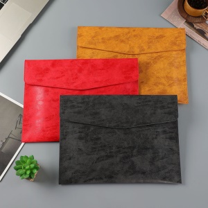 Pochette à documents de grande capacité en cuir artificiel PU avec bouton-pression