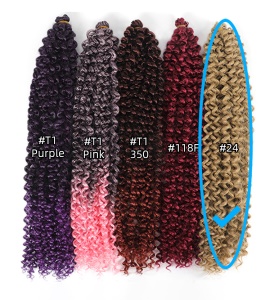 Mèche de 22 pouces crochet cheveux longs bouclés en fibre haute température