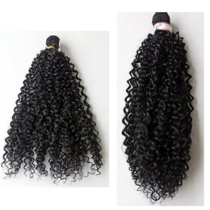 Mèches de 16 pouces aux cheveux bouclées noir en fibre synthétique