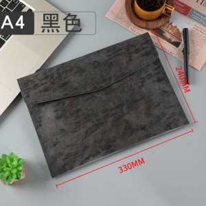 Pochette à documents de grande capacité en cuir artificiel PU avec bouton-pression