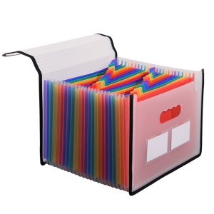 Porte-documents en plastique avec bouton pression multi- compartiments
