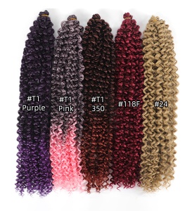 Mèche de 22 pouces crochet cheveux longs bouclés en fibre haute température