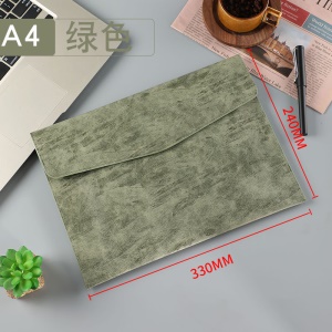 Pochette à documents de grande capacité en cuir artificiel PU avec bouton-pression