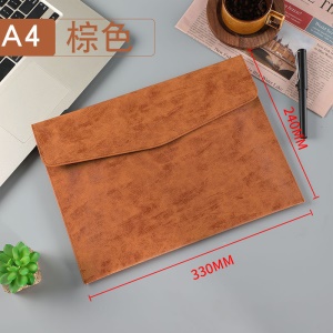 Pochette à documents de grande capacité en cuir artificiel PU avec bouton-pression
