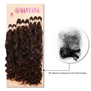 Extension de cheveux en fibre synthétique lot de 9pcs cheveux marron bouclés avec multi-tailles