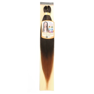 Extension de cheveux en fibre synthétique noir-marron raide doux pour tressage 26 pouces