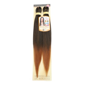 Extension de cheveux en fibre synthétique noir-marron raide doux pour tressage 26 pouces