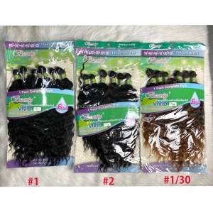 Extension de cheveux 6 pièces en fibre synthétique long cheveux bouclés Deep Wave