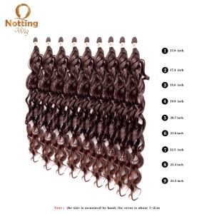 Extension de cheveux en fibre synthétique lot de 9pcs cheveux marron bouclés avec multi-tailles