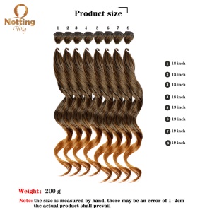 Extension de cheveux en fibre haute température lot de 8 pcs cheveux marron bouclés