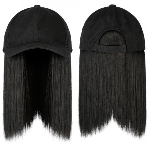 Perruque chapeau en fibre synthétique, cheveux raides 14 pouces