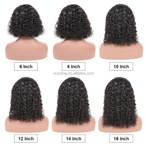 Cap de Perruque cheveux noir bouclée en fibre synthétique 14pouces
