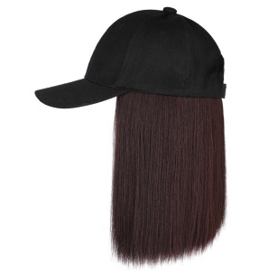 Perruque chapeau en fibre synthétique, cheveux raides 14 pouces