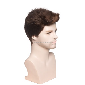 Perruque à fibre synthétique pour hommes 4 pouces marron