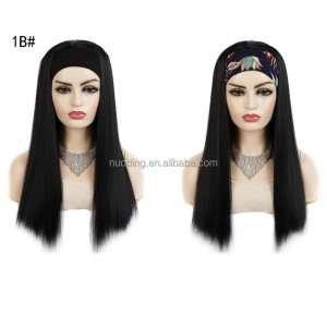 Perruque  synthétique à cheveux doux, longs et lisses avec bandeau