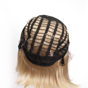 Perruque en fibre synthétique dentelle frontale 12 pouces cheveux raides