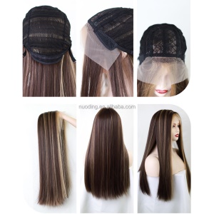 Cap de perruque cheveux long en fibre sythétique avec lace frontale
