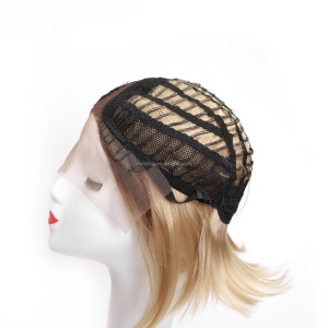 Perruque en fibre synthétique dentelle frontale 12 pouces cheveux raides