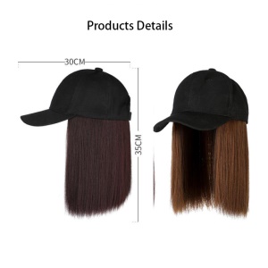 Perruque chapeau en fibre synthétique, cheveux raides 14 pouces