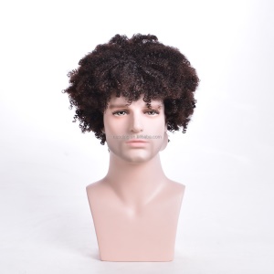 Perruque synthétique aux cheveux Afro twist frisée marron et noir pour hommes