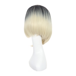 Perruque synthétique aux cheveux courts noir et blanc