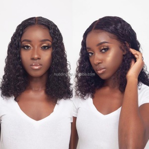 Cap de Perruque cheveux noir bouclée en fibre synthétique 14pouces