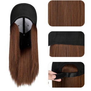 Perruque chapeau en fibre synthétique, cheveux raides 14 pouces