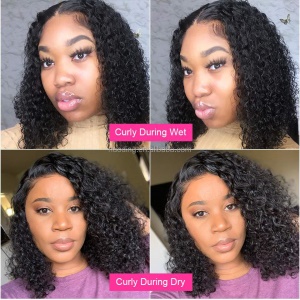 Cap de Perruque cheveux noir bouclée en fibre synthétique 14pouces