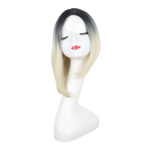 Perruque synthétique aux cheveux courts noir et blanc