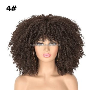 Perruque à fibre synthétique aux cheveux bouclés sans dentelle 10 pouces