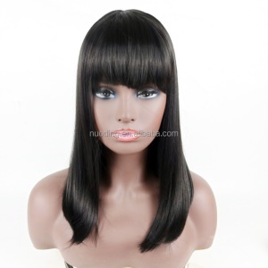 Cap de Perruque en fibre synthétique cheveux lissé avec frange
