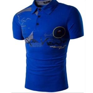 Polo homme à manches courtes revers imprimé coton