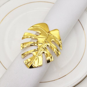 Anneau de porte-serviette boucle en métal plaqué forme de feuille