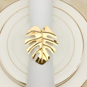 Anneau de porte-serviette boucle en métal plaqué forme de feuille