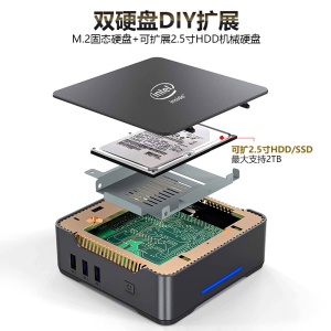 Intel Celeron J4125  petite unité centrale pour mini ordinateur Quad-Core triple affichage double disque dur