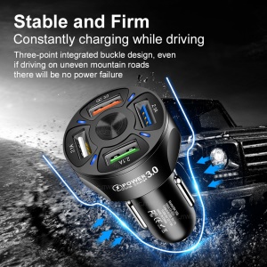 chargeur téléphone rapide QC3.0 pour voiture avec 4 ports USB