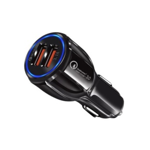 QC3.0 chargeur rapide de voiture double interface USB 6A led bleu