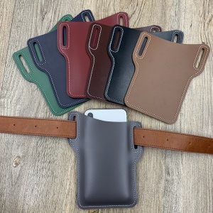 Pochette pour téléphone portable en cuir imperméable avec ceinture à porter