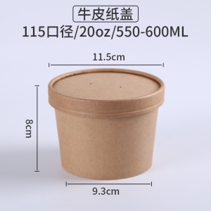 Boîte alimentaire à emporter jetable en papier kraft épaissi 20 oz (600ml)