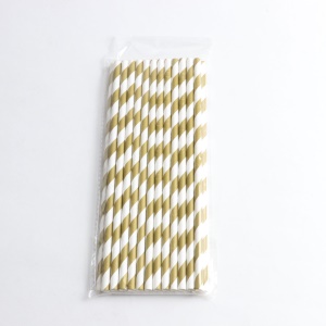 Paille en papier jetable rayures dégradables