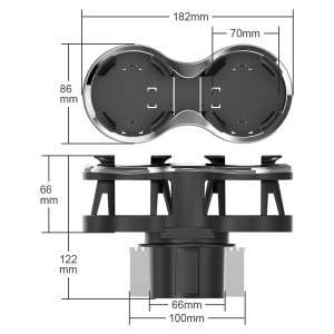 Porte-gobelet noir à double compartiment en plastique ABS