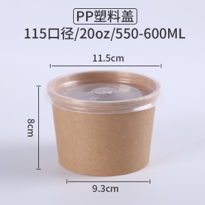 Boîte alimentaire à emporter jetable en papier kraft épaissi 20 oz (600ml)