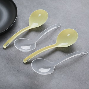 Cuillère jetable en plastique transparent/jaune