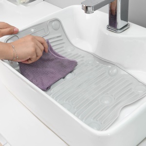 Planche à laver pliable en plastique ventouse adsorption antidérapante gris
