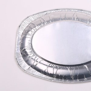 Plateau jetable en papier d'aluminium étain ovale