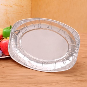 Plateau jetable en papier d'aluminium étain ovale