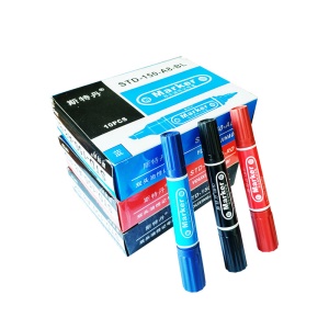 Marqueurs huileux à double tête noir, rouge et bleu 100 pièces/boîte