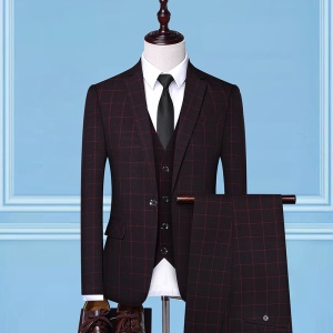Costume trois pièces pour hommes (blazer + gilet à boutons + pantalon de costume) coupe slim